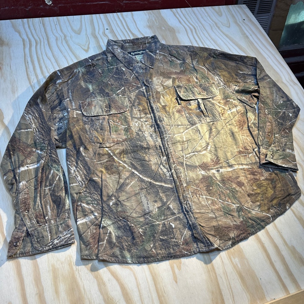 Remington Mens 3XL Camo Flannel Shirt Realtree AP Grey Hunting Button Down